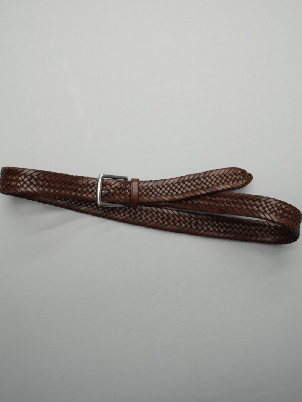 Coach Braided Leather Belt 34" Brown Silver Tone Buckle